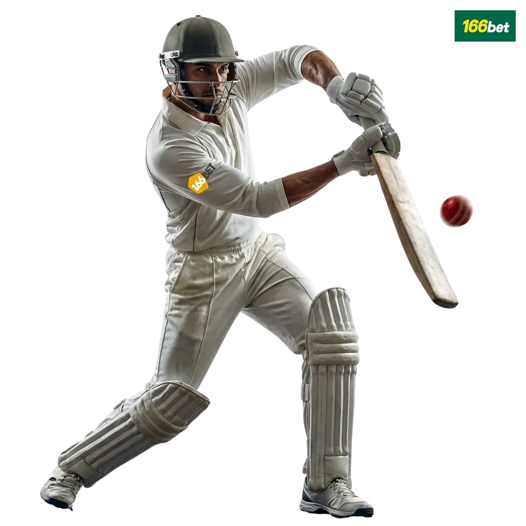 Banner de apostas em críquete online no Brasil com destaque para bônus de boas-vindas da casa 166bet