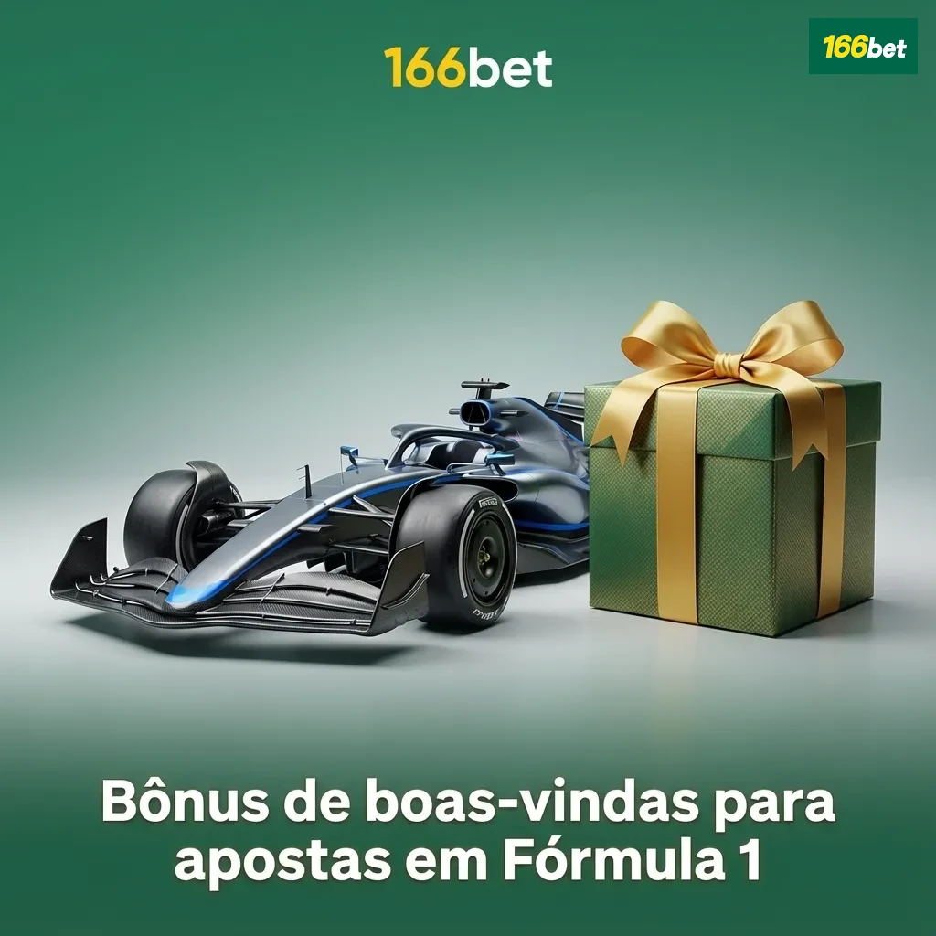 Banner da 166bet destacando bônus de boas-vindas para apostas esportivas em corridas de Fórmula 1