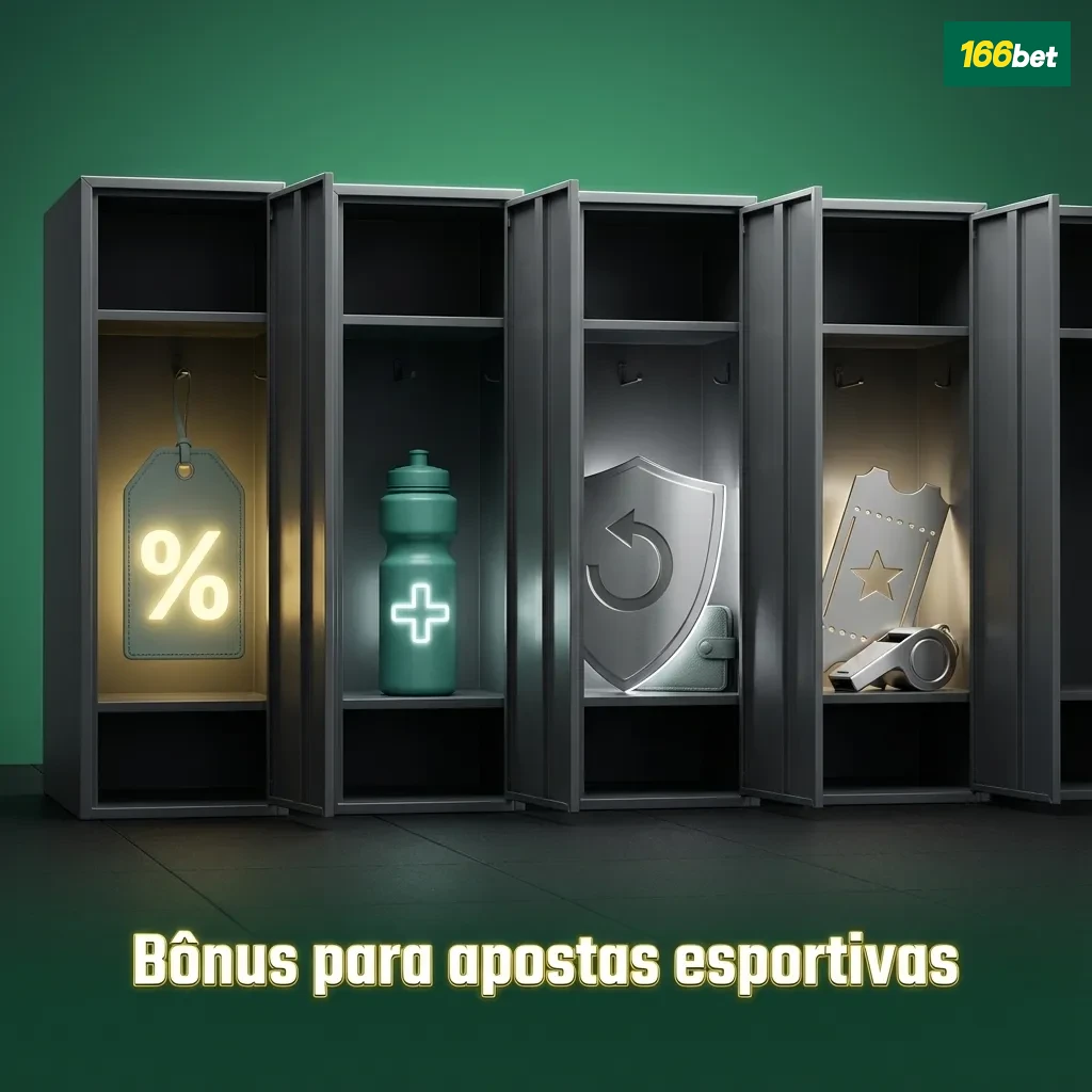 Banner “Bônus para apostas esportivas” com ícones de futebol, basquete, tênis e eSports e destaques: depósito, múltipla, cashback