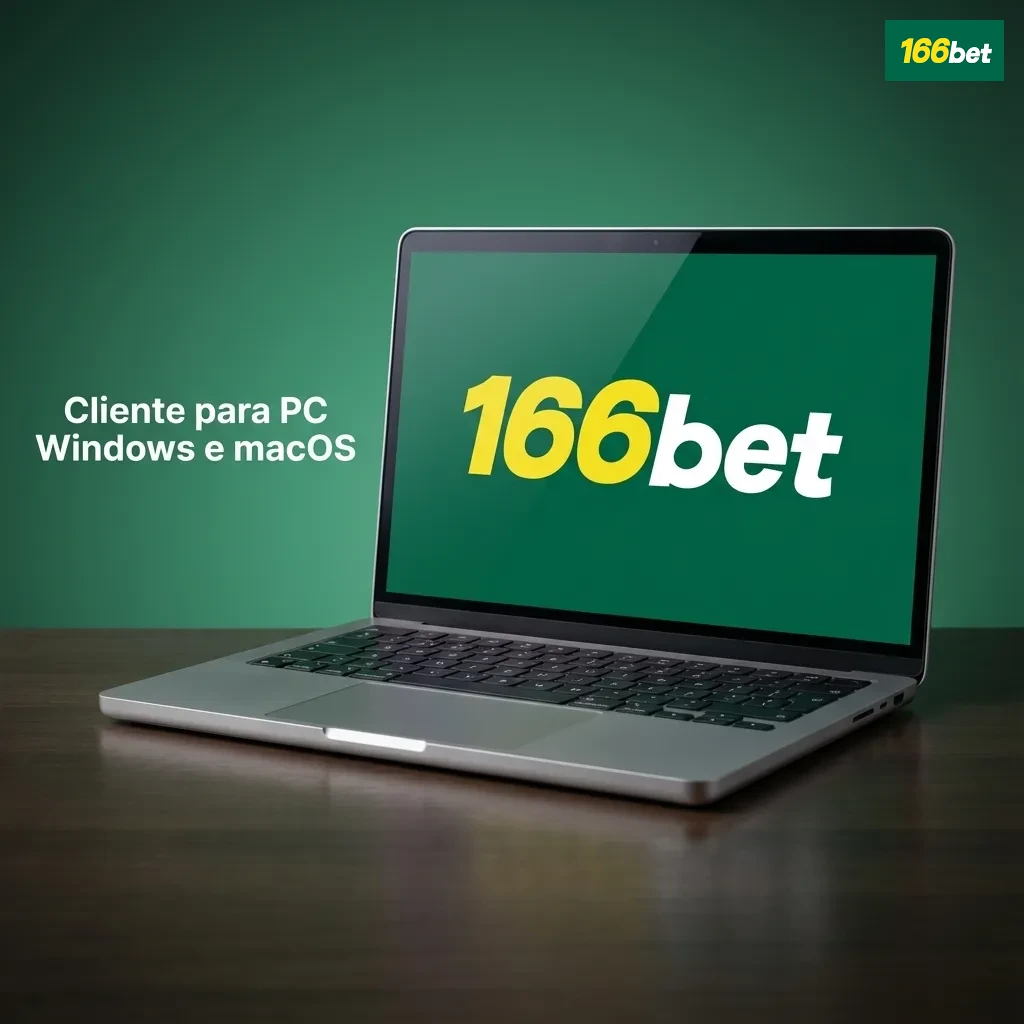 Tela de computador com site da 166bet aberto em navegador, destacando acesso via Windows e macOS sem aplicativo dedicado