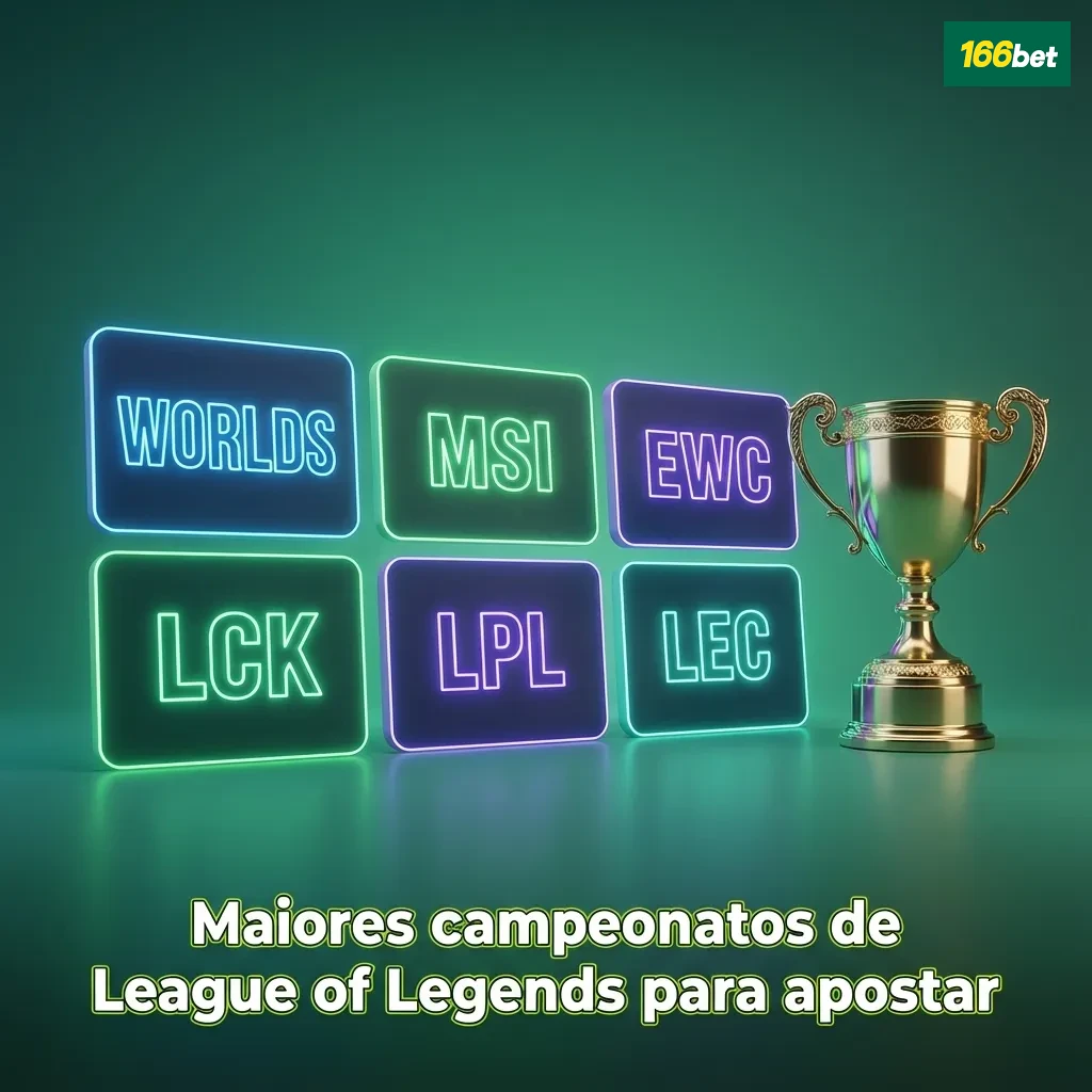 Banner com palco de eSports de League of Legends, telões com jogo e destaque para grandes campeonatos internacionais