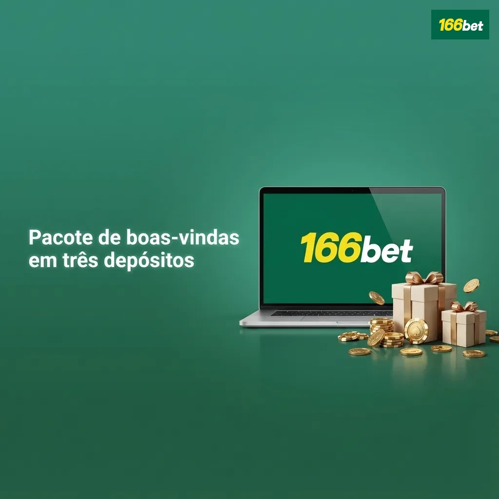 Tabela mostrando pacote de boas-vindas em três depósitos com bônus, giros grátis e requisitos de aposta