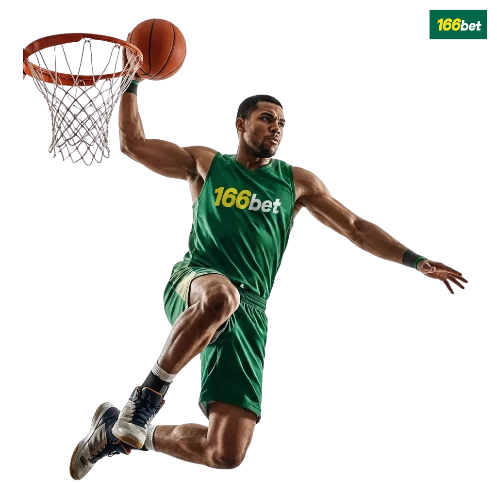 Banner da 166bet Brasil exibindo apostas de basquete online, jogos ao vivo, pré‑jogo e destaque para bônus de boas‑vindas