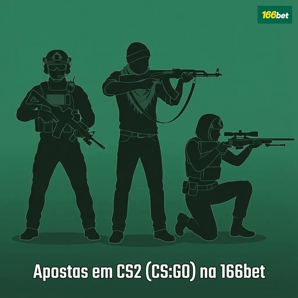 Tela de apostas em CS2 na 166bet com odds, torneios populares listados e partida ao vivo em destaque