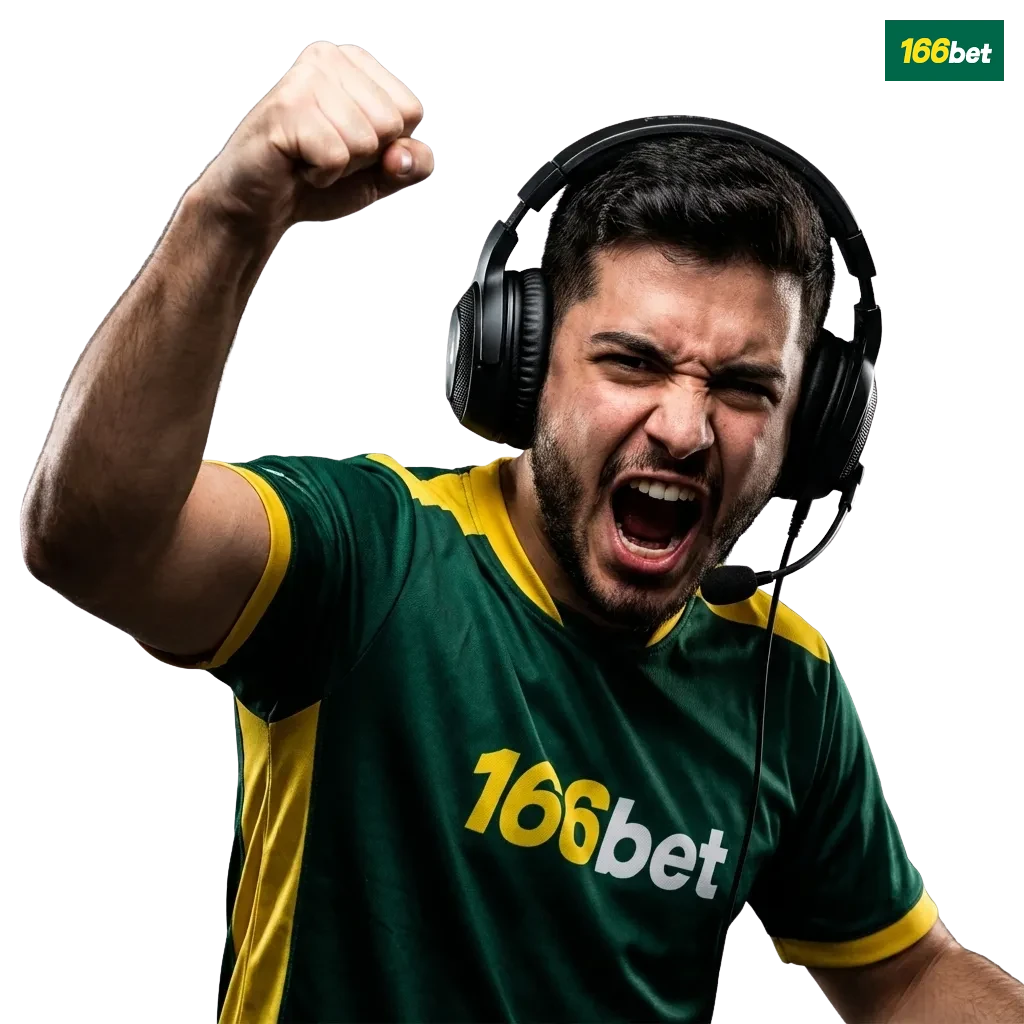 Banner da 166bet com bônus em reais, rodadas grátis e destaque para apostas em e-sports para jogadores do Brasil