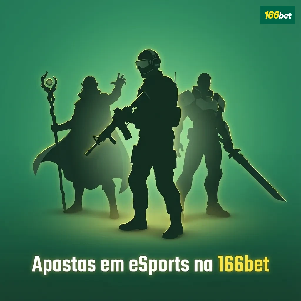 Banner da 166bet mostrando apostas em eSports como Dota 2, CS 2, StarCraft e League of Legends