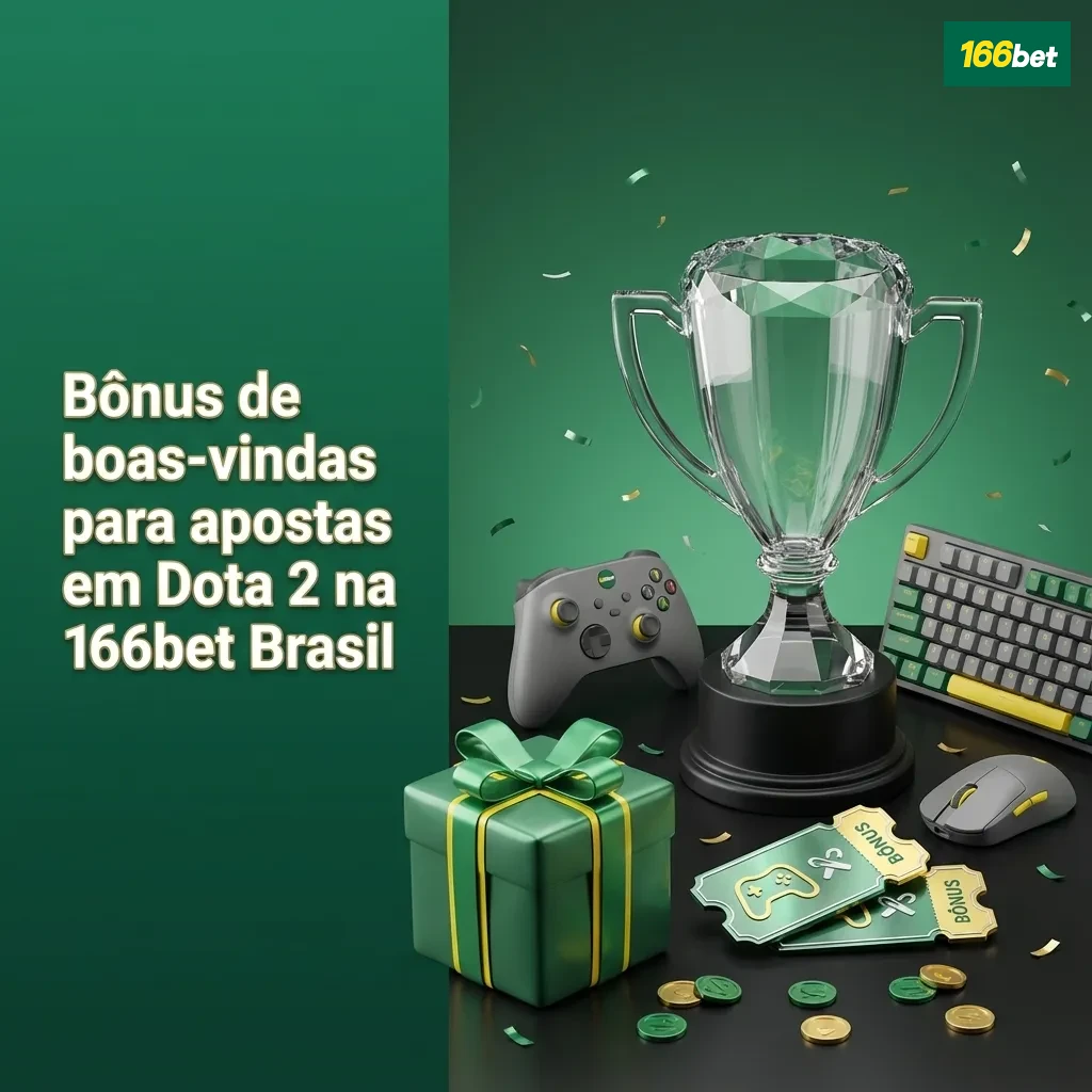 Banner da 166bet Brasil destacando bônus de boas-vindas em três depósitos para apostas em Dota 2
