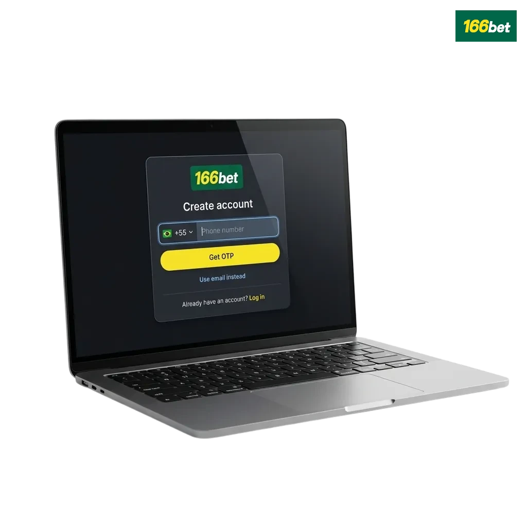 Banner da 166bet com convite para cadastro, bônus em reais e jogos de cassino, futebol e e‑sports no Brasil