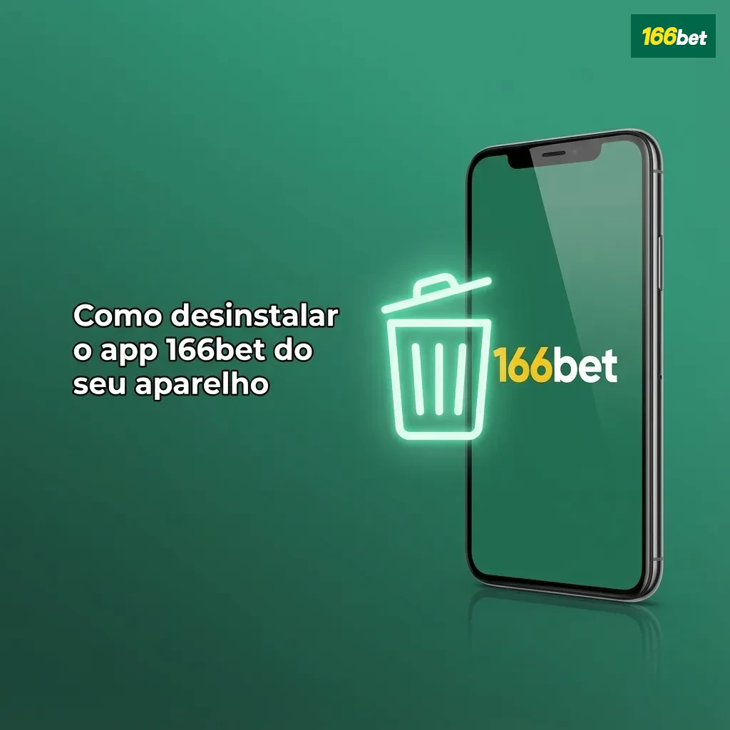 Tela de smartphone mostrando o ícone do app 166bet sendo pressionado para opção de desinstalação no Android e iOS