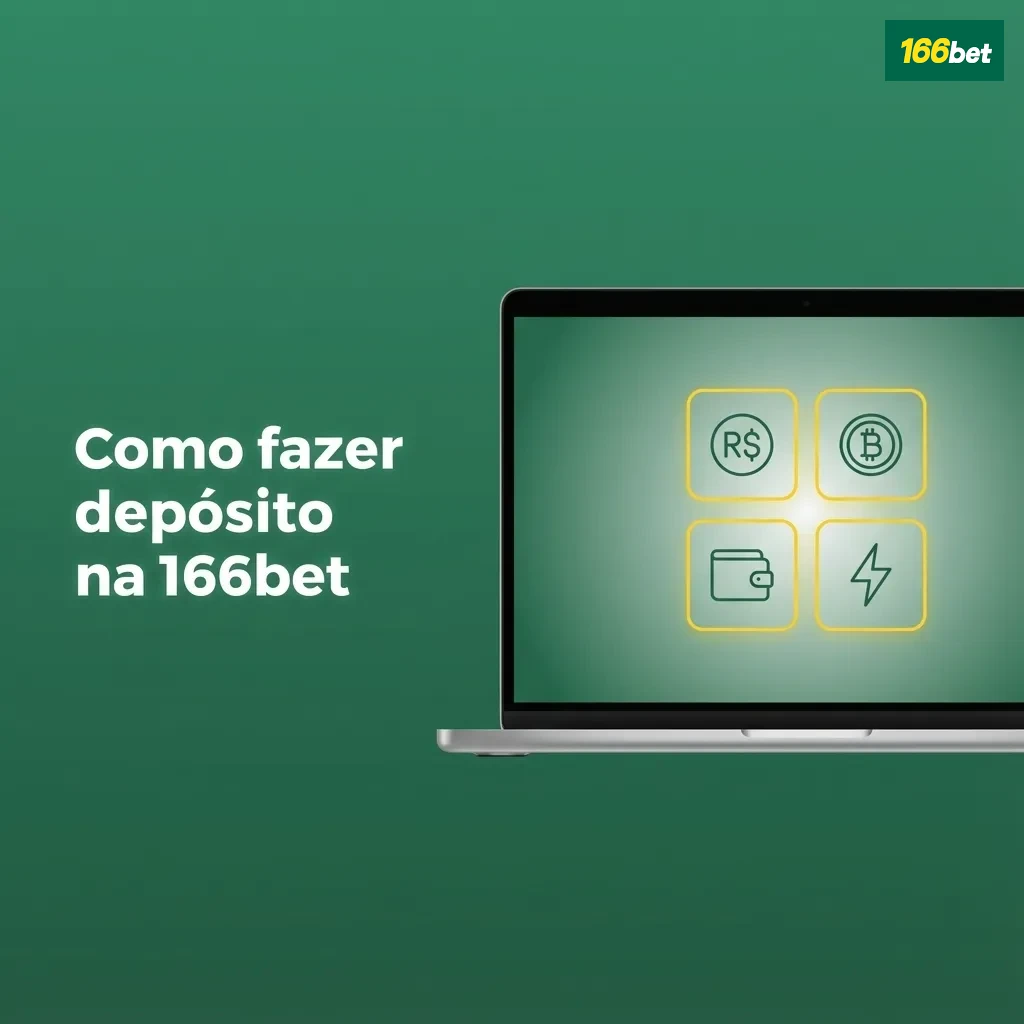 Tela da 166bet mostrada em laptop e celular, com menu de depósito em reais e ícones de métodos de pagamento brasileiros.