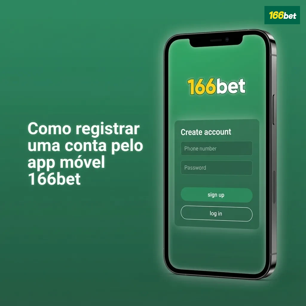 Tela de smartphone com o app 166bet aberto exibindo etapas de registro de conta e campos de cadastro em português