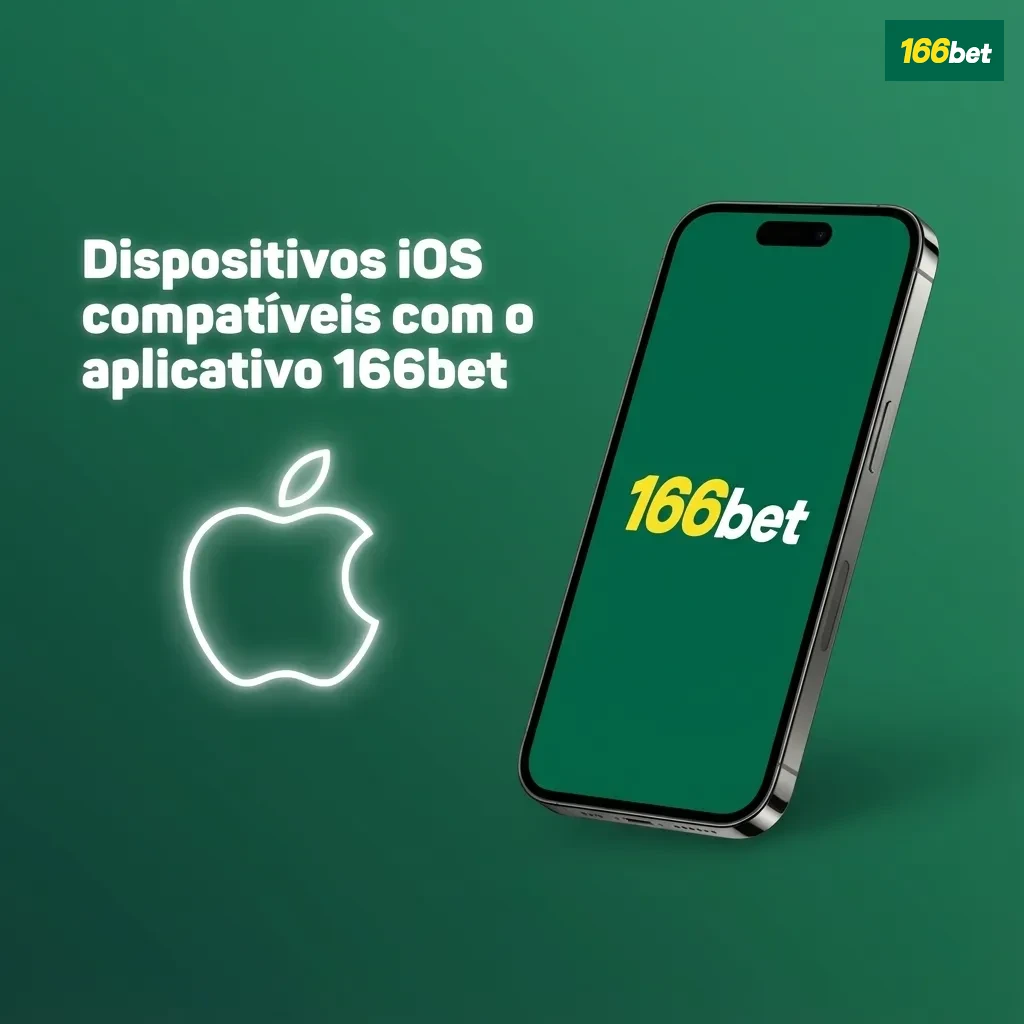 Tela mostrando o app 166bet em um iPhone moderno, com lista de modelos iOS compatíveis ao lado.