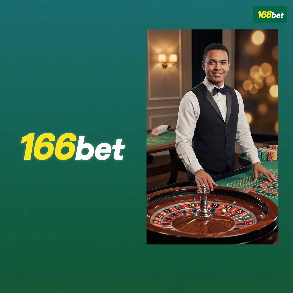 Jogador em frente a tela com roleta e dealer ao vivo em estúdio, interface de live casino 166bet em português