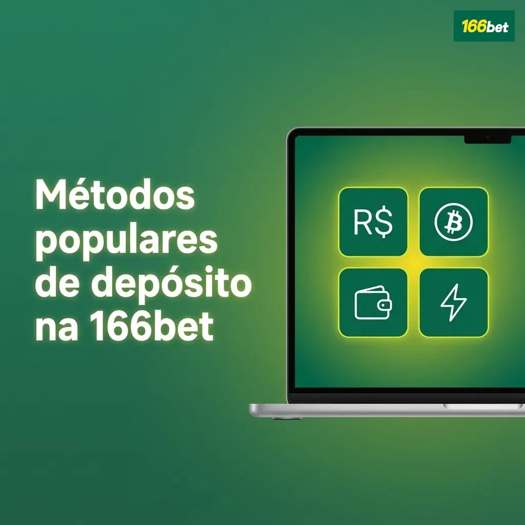 Infográfico da 166bet mostrando métodos de depósito populares no Brasil: Pix, AstroPay, PicPay e criptomoedas