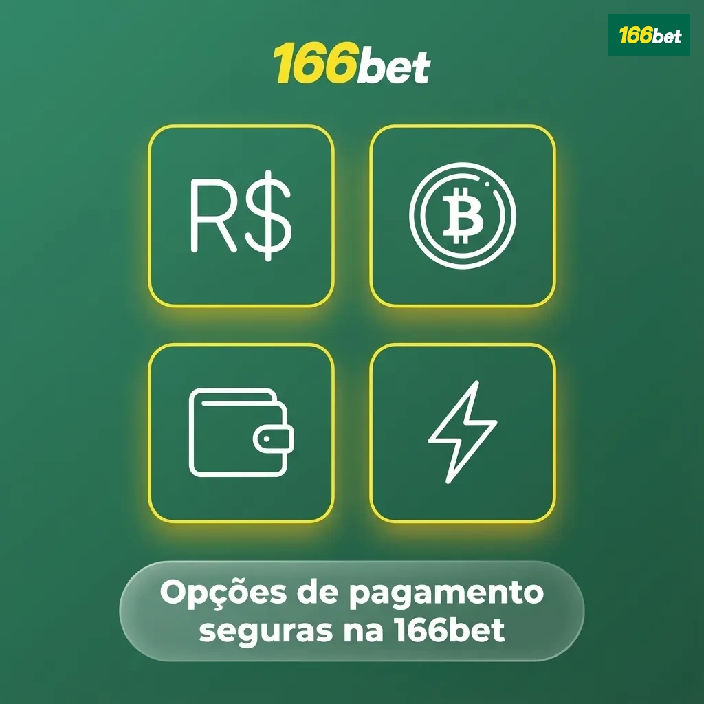 Tela da 166bet mostrando ícones de Pix, PicPay, AstroPay e várias criptomoedas, destacando pagamentos seguros