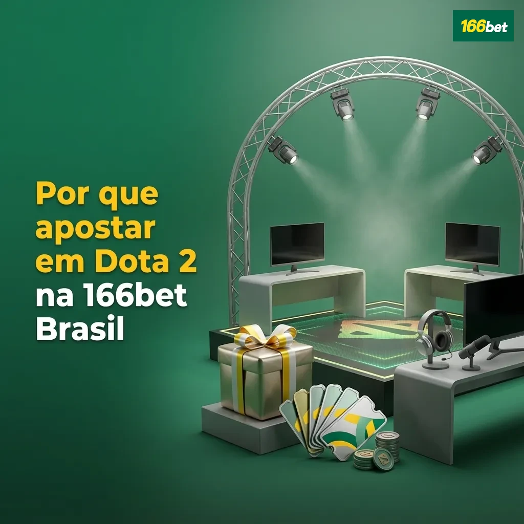 Banner da 166bet Brasil destacando apostas em Dota 2, bônus de boas-vindas, suporte em português e métodos de pagamento locais