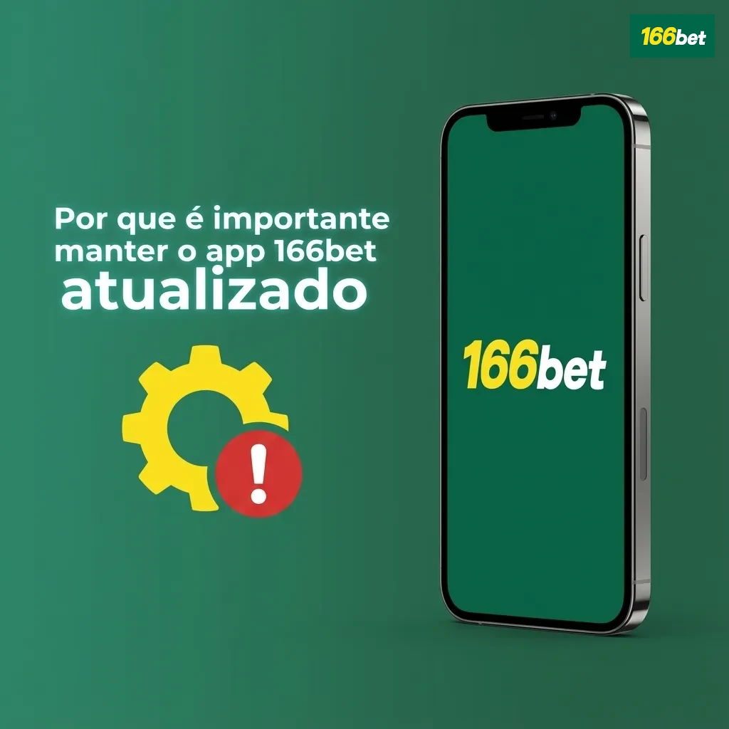 Ilustração de smartphone exibindo o app 166bet com ícones de atualização, segurança, desempenho e apostas ao vivo