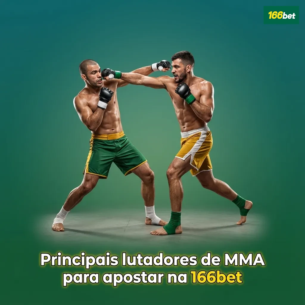 Banner da 166bet com lutadores de MMA em ação e destaque para apostas em campeões e promessas brasileiras