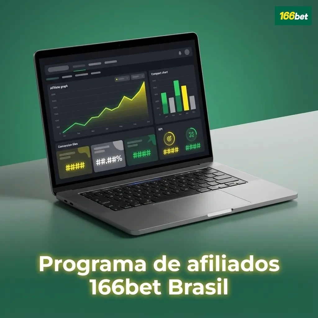 Banner do programa de afiliados 166bet Brasil, destacando ganhos por indicar novos apostadores ao site de apostas.
