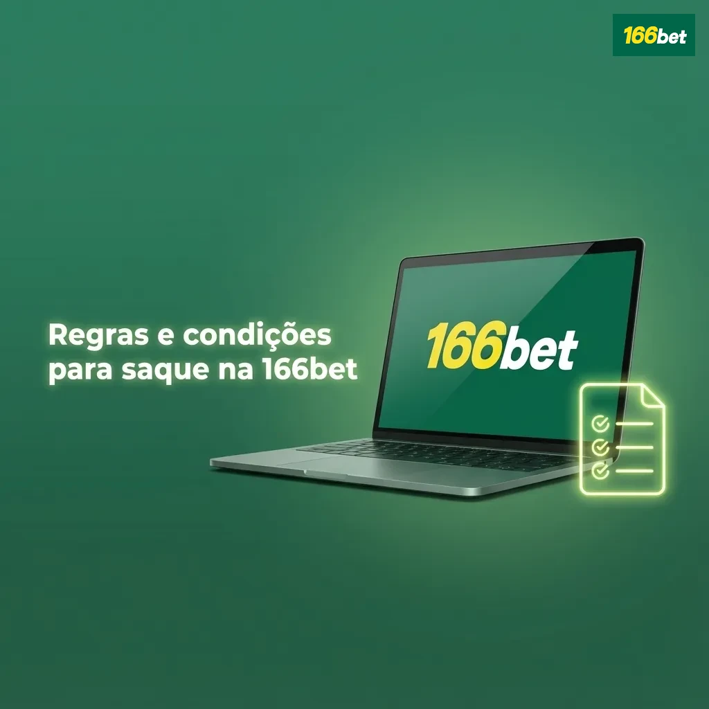 Tela da 166bet exibindo regras de saque em reais para jogadores brasileiros, com lista de condições e requisitos