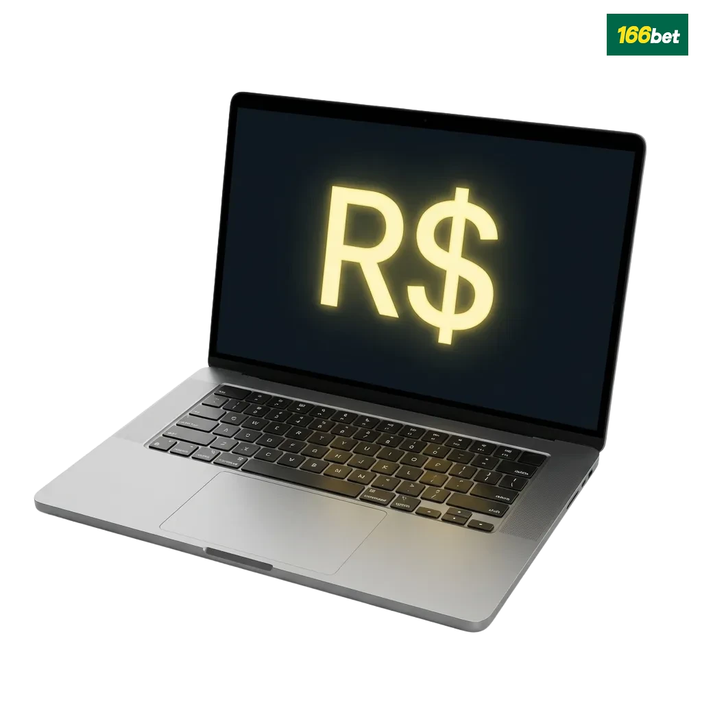 Tela da 166bet mostrando opções de saque via Pix, carteiras digitais e criptomoedas, com destaque para bônus em reais