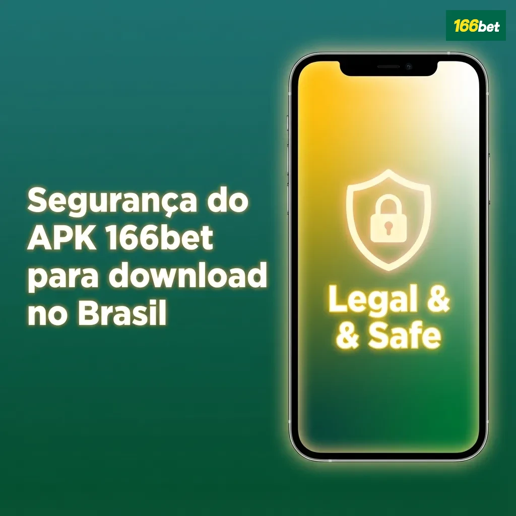 Tela do app 166bet com ícones de cadeado e escudo, simbolizando APK seguro e criptografado para apostas no Brasil