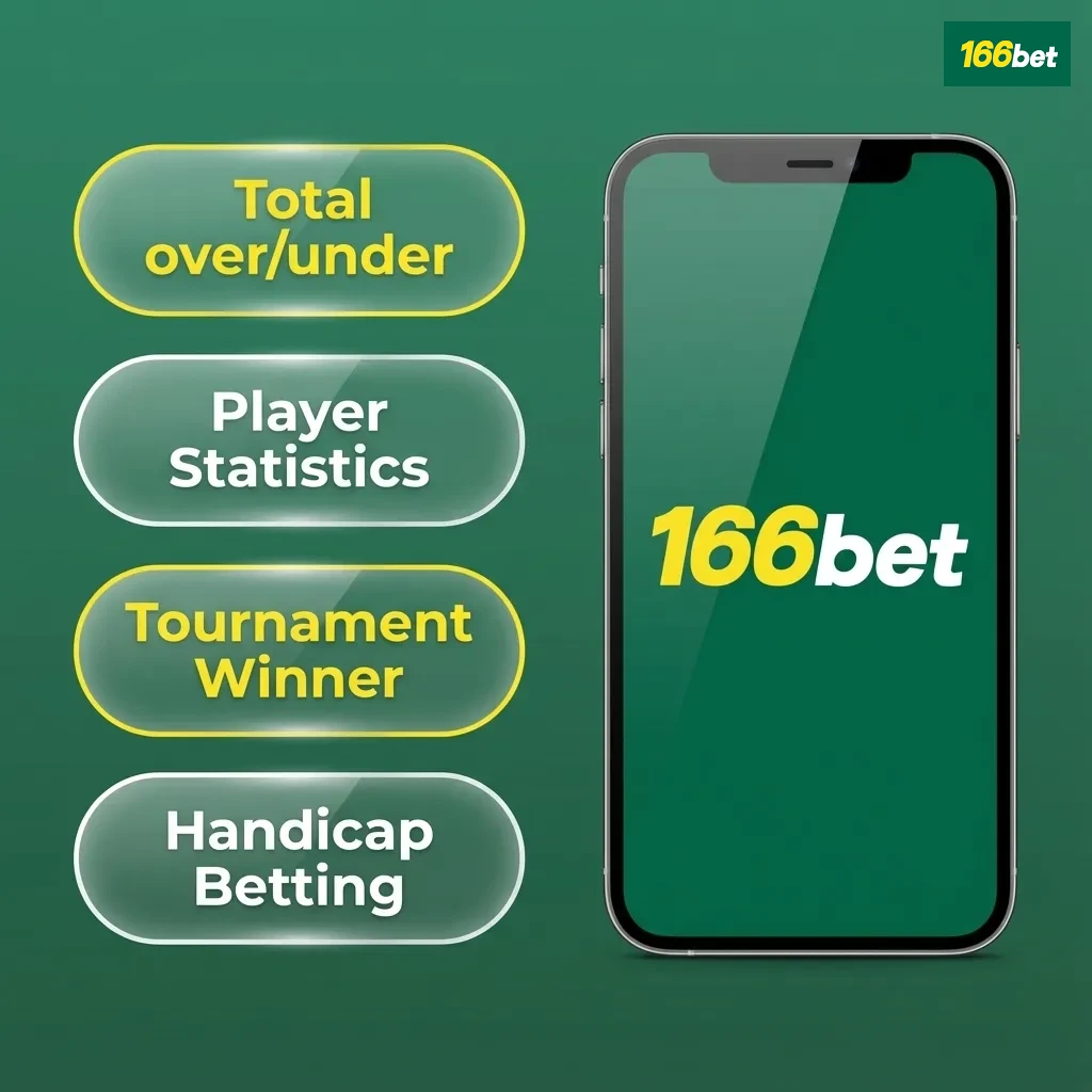 Tela do app 166bet mostrando tipos de apostas: simples, múltipla, sistema, ao vivo e handicap em lista organizada