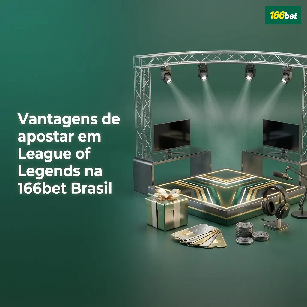 Banner da 166bet Brasil destacando apostas em League of Legends, bônus, suporte em português e métodos de pagamento locais