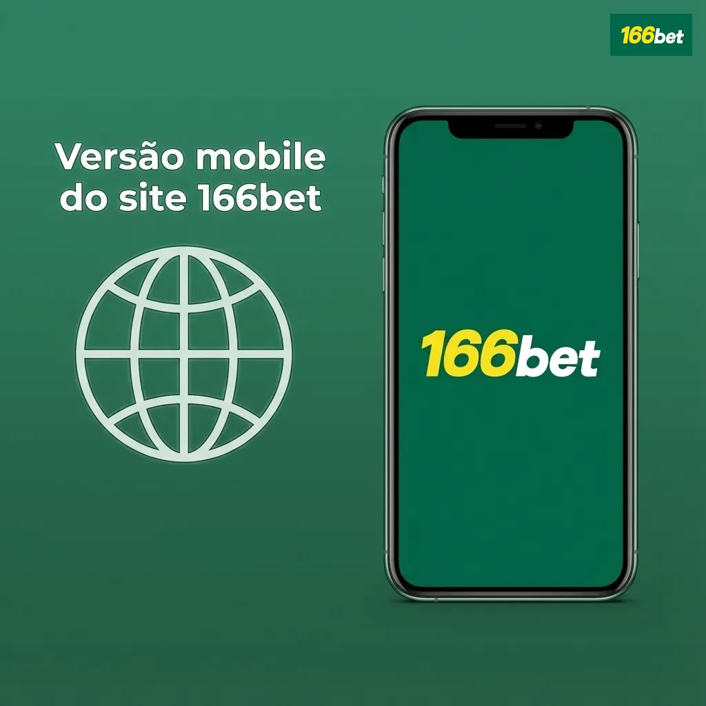 Tela de celular exibindo o site de apostas 166bet em versão mobile, com menus grandes e interface adaptada ao toque