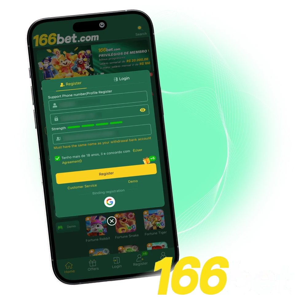 Faça cadastro rápido na 166bet e acesse cassino ao vivo e slots.