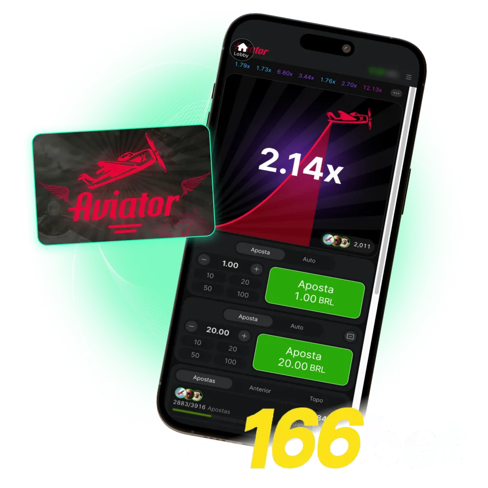 Aposte no Aviator da 166bet e saque antes do avião sair da tela.