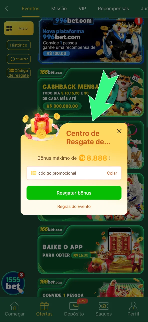 Digite o código promocional na 166bet antes de confirmar o pagamento.