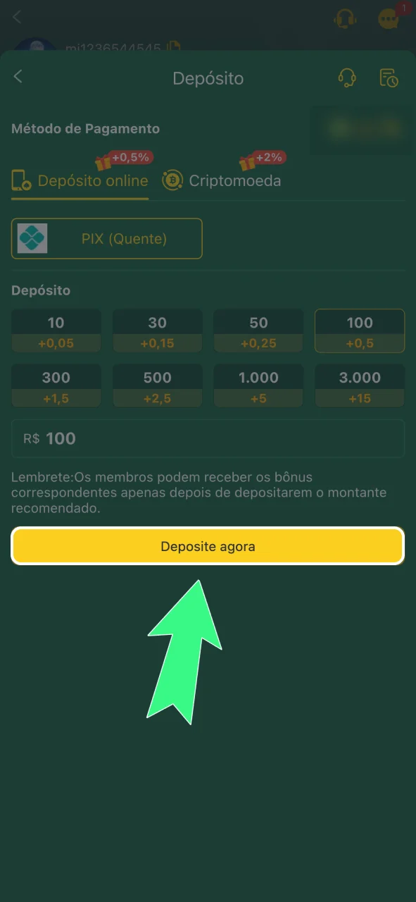 Faça um depósito em reais na 166bet, escolha Pix ou cartão e confirme o pagamento para liberar saldo.