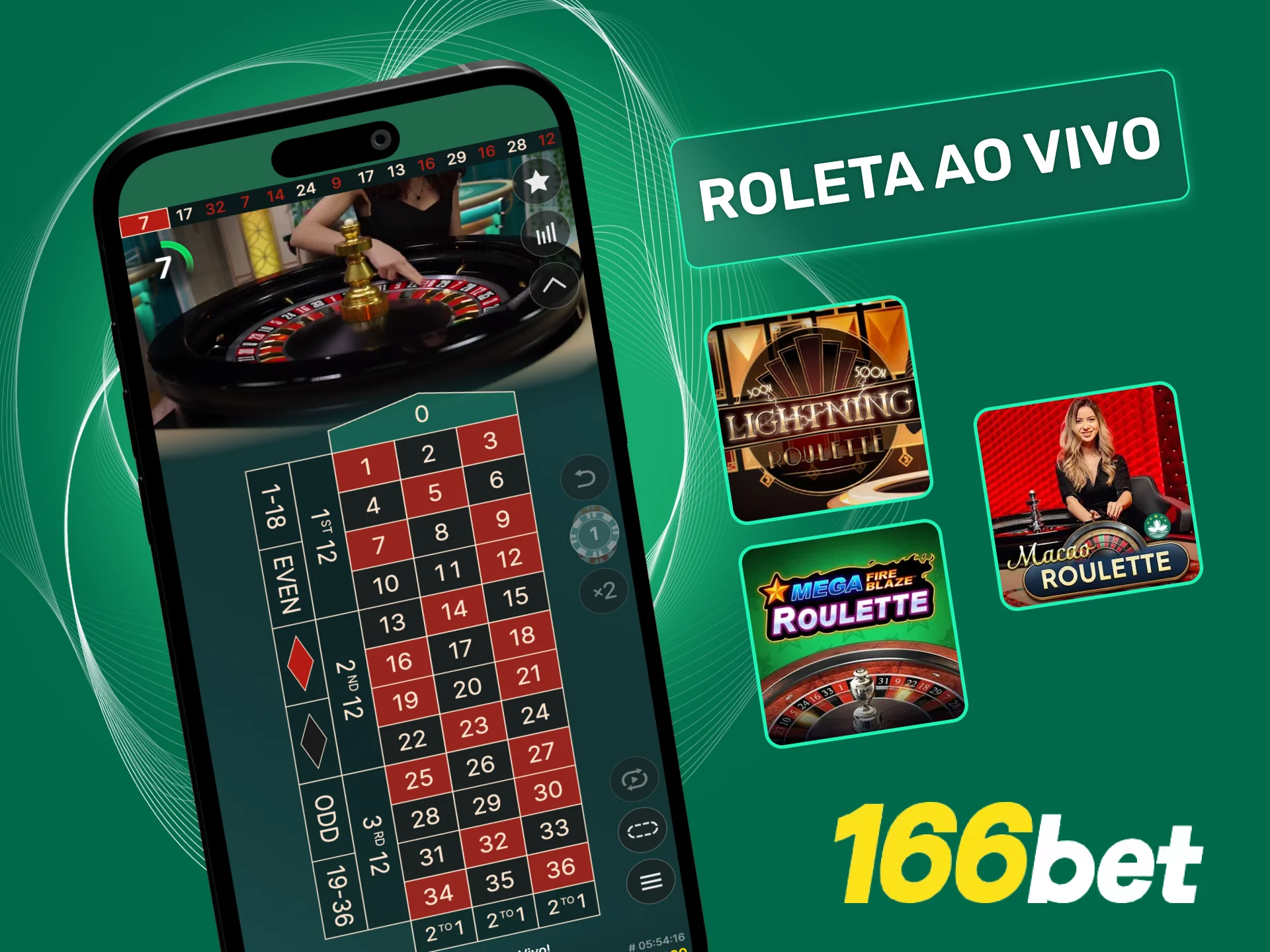 Jogue roleta ao vivo na 166bet com mesas clássicas e variantes com bônus.
