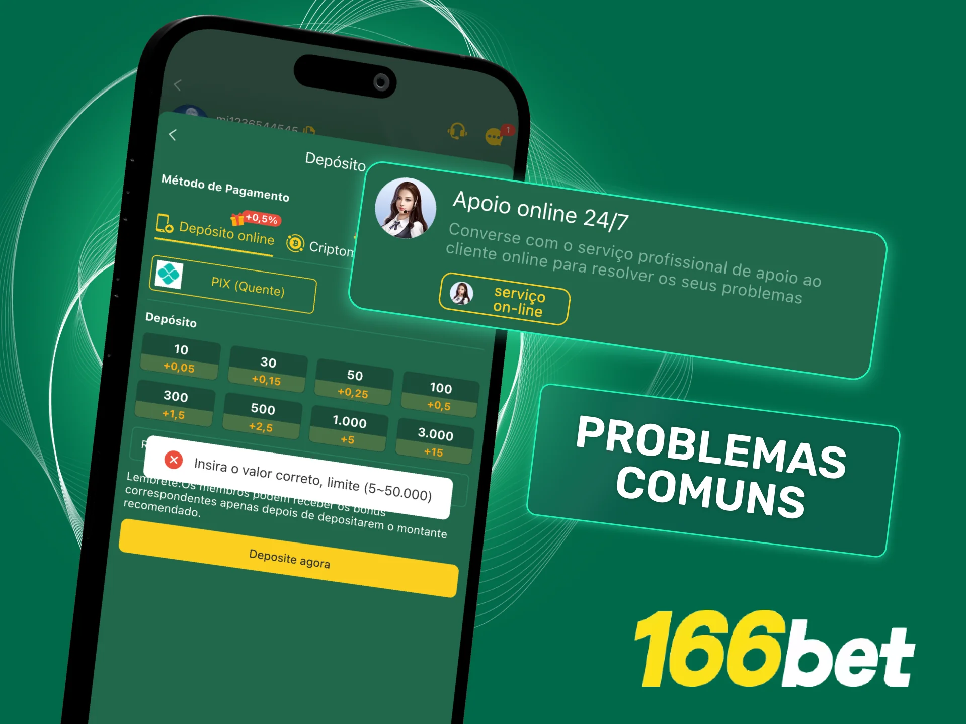 Resolva depósitos atrasados ou falhas na 166bet com suporte rápido.