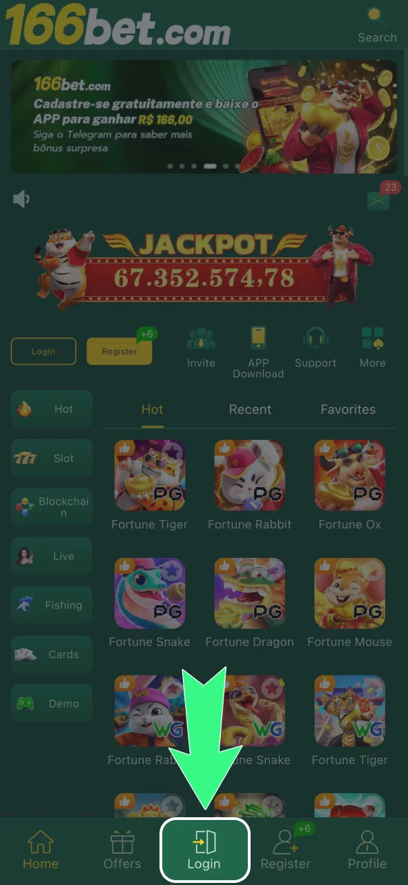 Faça login no cassino 166bet e confira o saldo disponível para saque na sua conta.