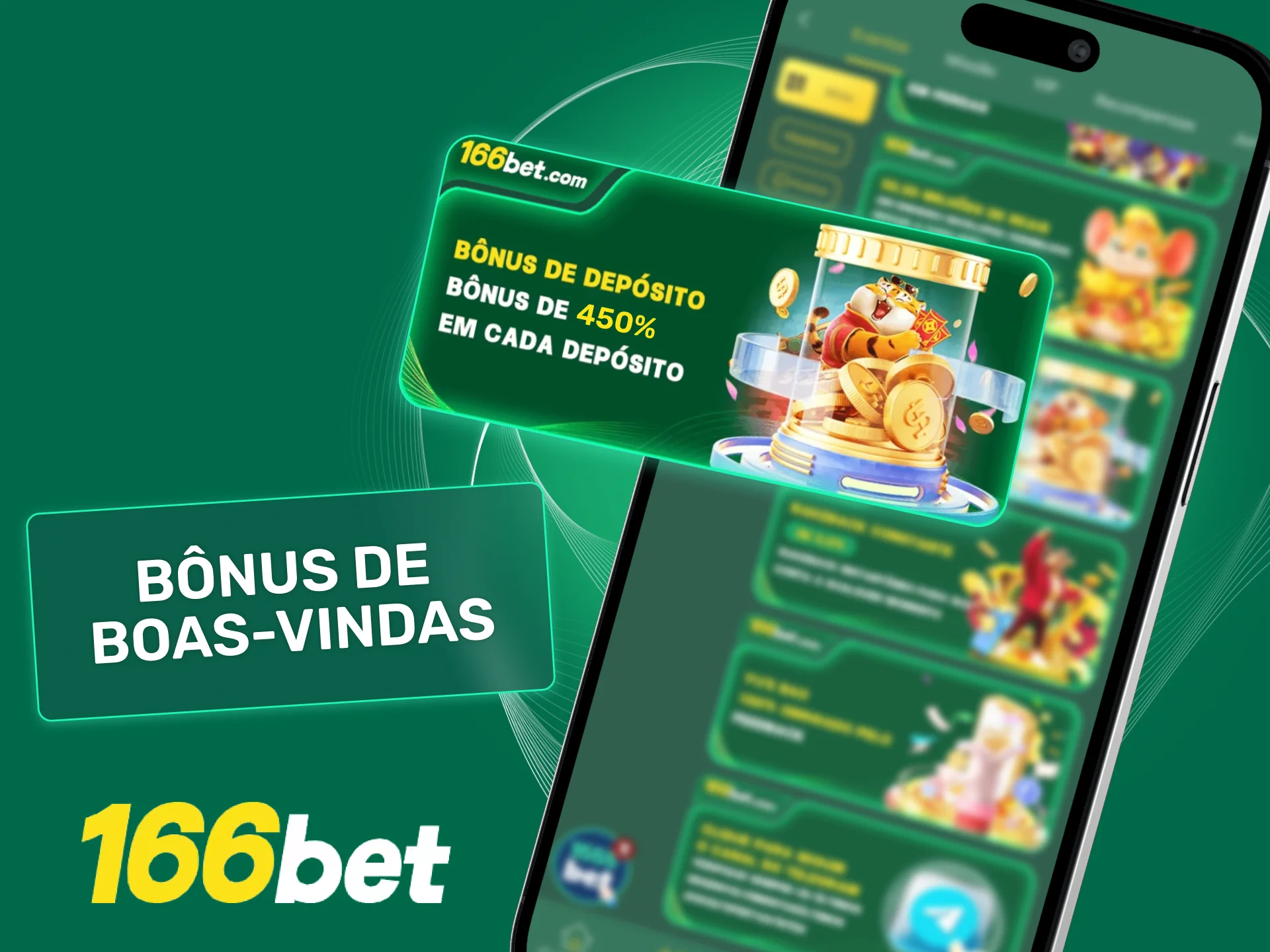 Ative o bônus de boas-vindas da 166bet no app e jogue slots com saldo extra.