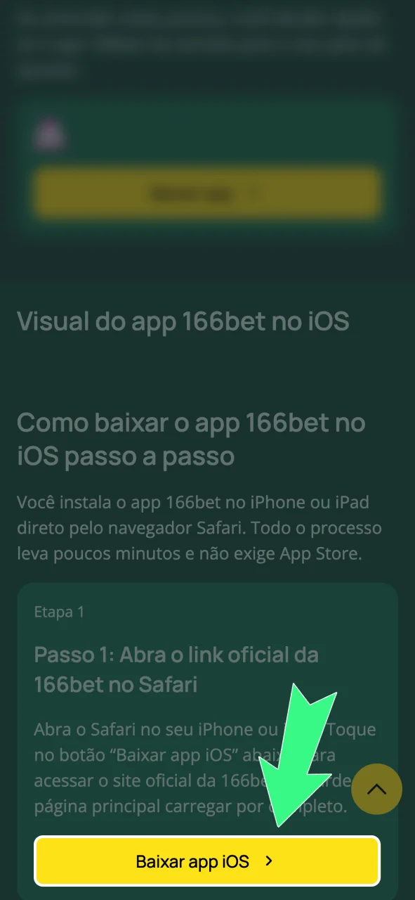 Abra o site oficial da 166bet no Safari e comece a jogar no iOS.