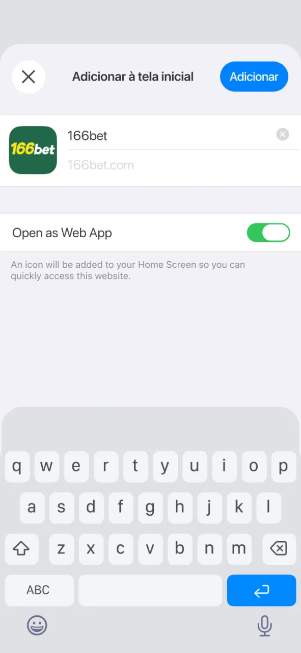 Adicione a 166bet à tela de início e use como app no seu iPhone.