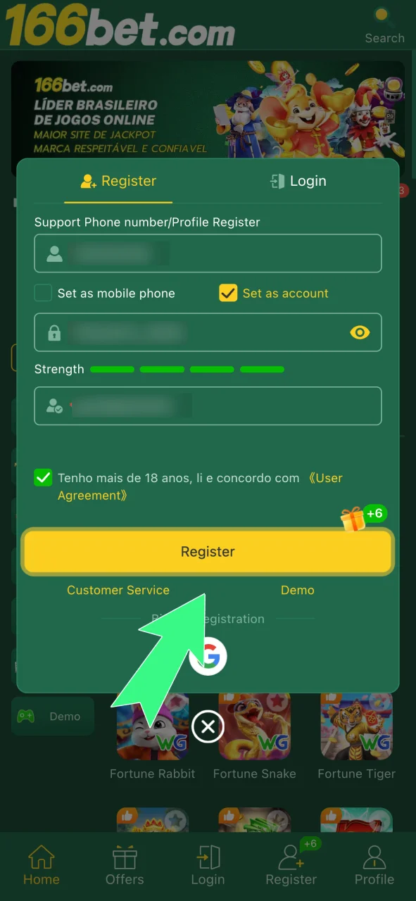 Registre sua conta na 166bet e comece a usar o app PWA agora.