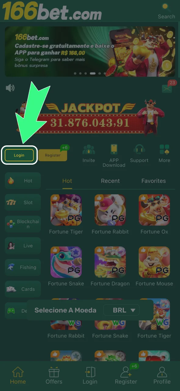 Toque em Entrar no app 166bet e acesse sua conta agora.