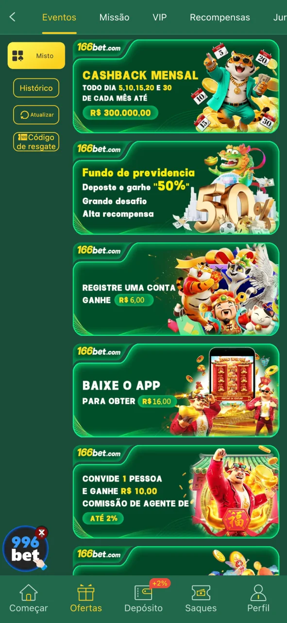 Confira os bônus da 166bet e ative ofertas para jogar em reais.