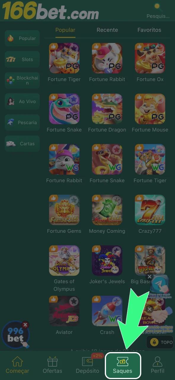 Abra a carteira na 166bet e confira o saldo disponível para saque.