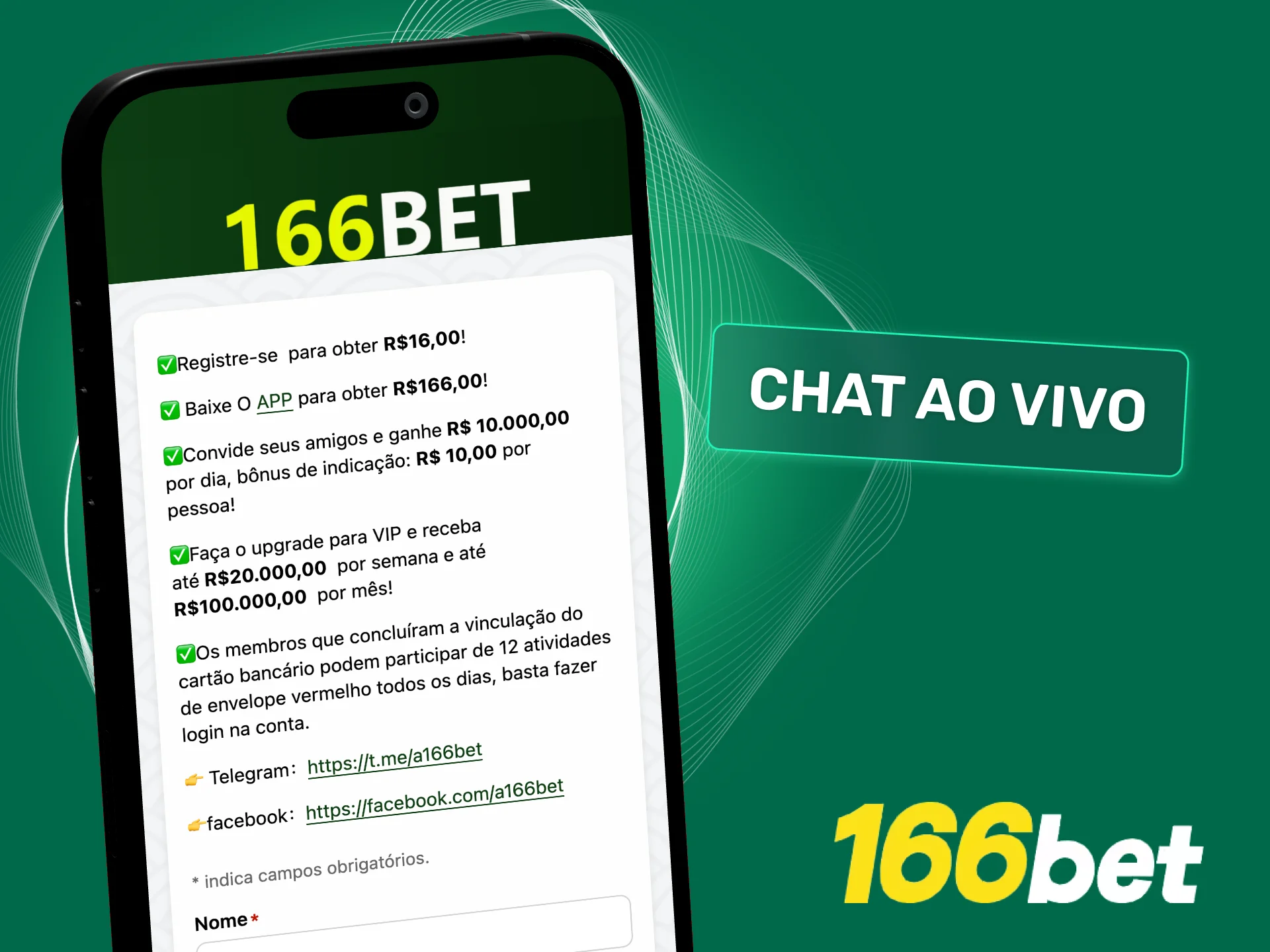 Converse com atendimento 166bet em tempo real sobre depósitos, saques e bônus.