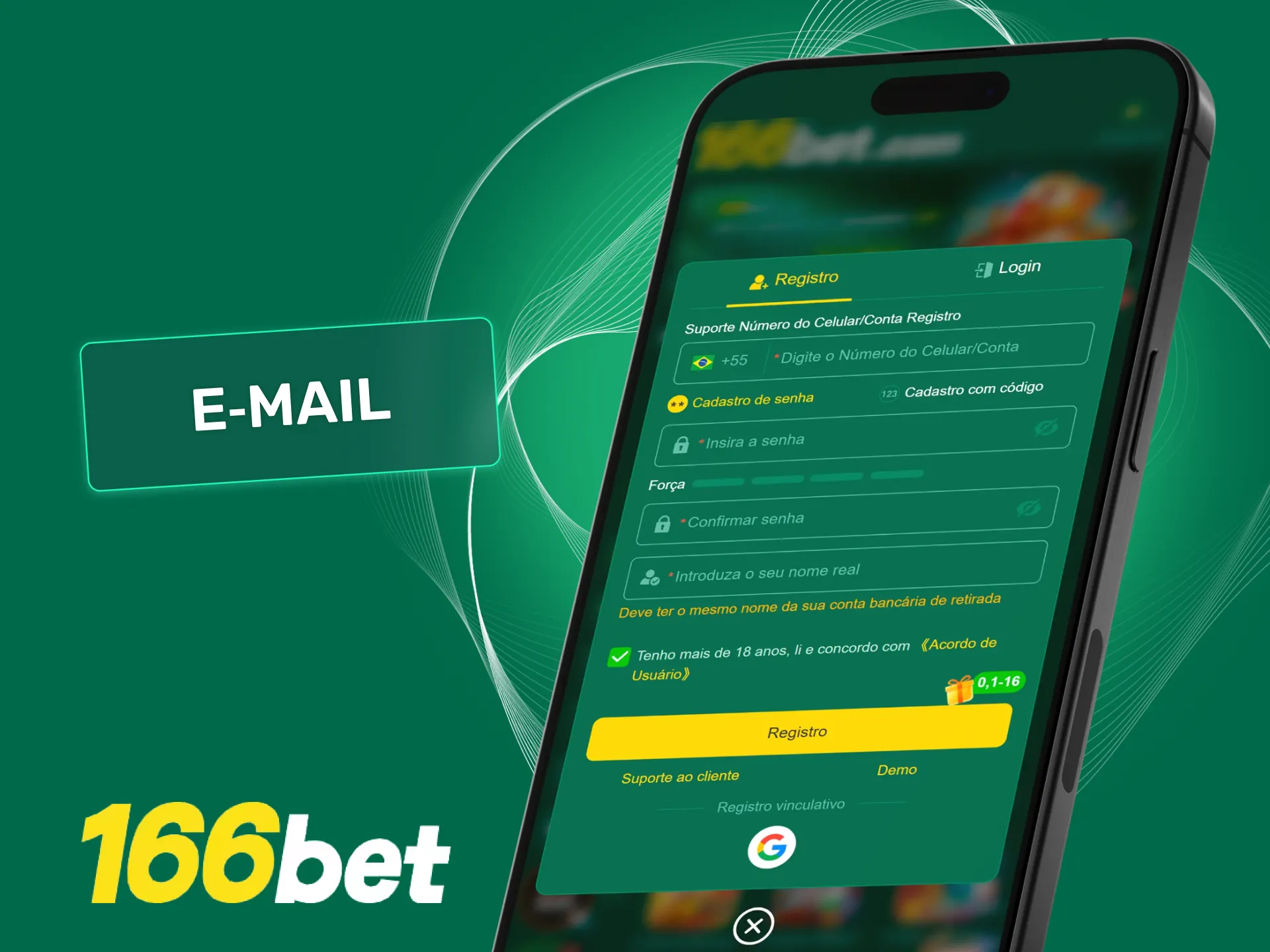 Registre-se na 166bet por e-mail e aproveite seus bônus exclusivos.