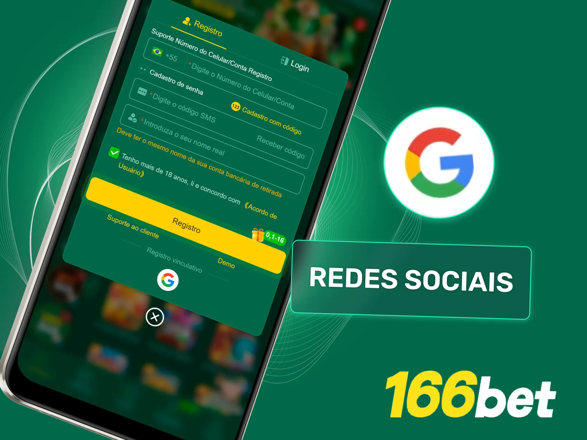 Crie sua conta na 166bet via redes sociais com rapidez.