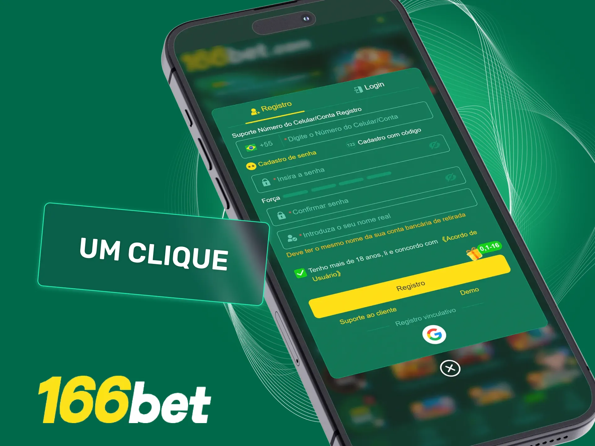 Crie sua conta na 166bet em um clique com total rapidez.